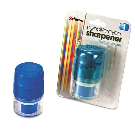 Officemate Twin Pencil/Crayon Sharpener with Cap, Blue 30220